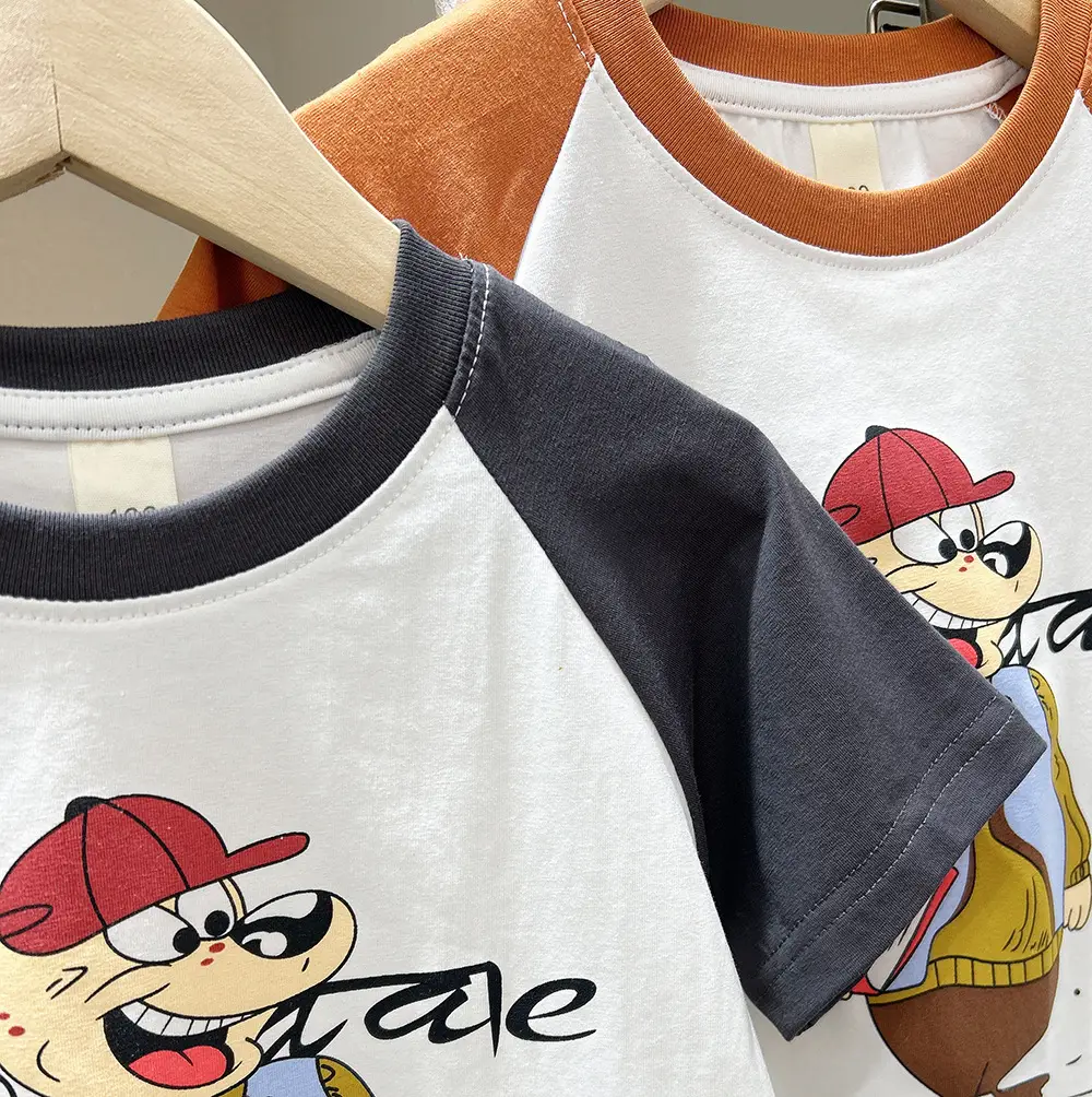 2025 Boys Cartoon T-Shirt Shorts Set Grey Black — feature 4
