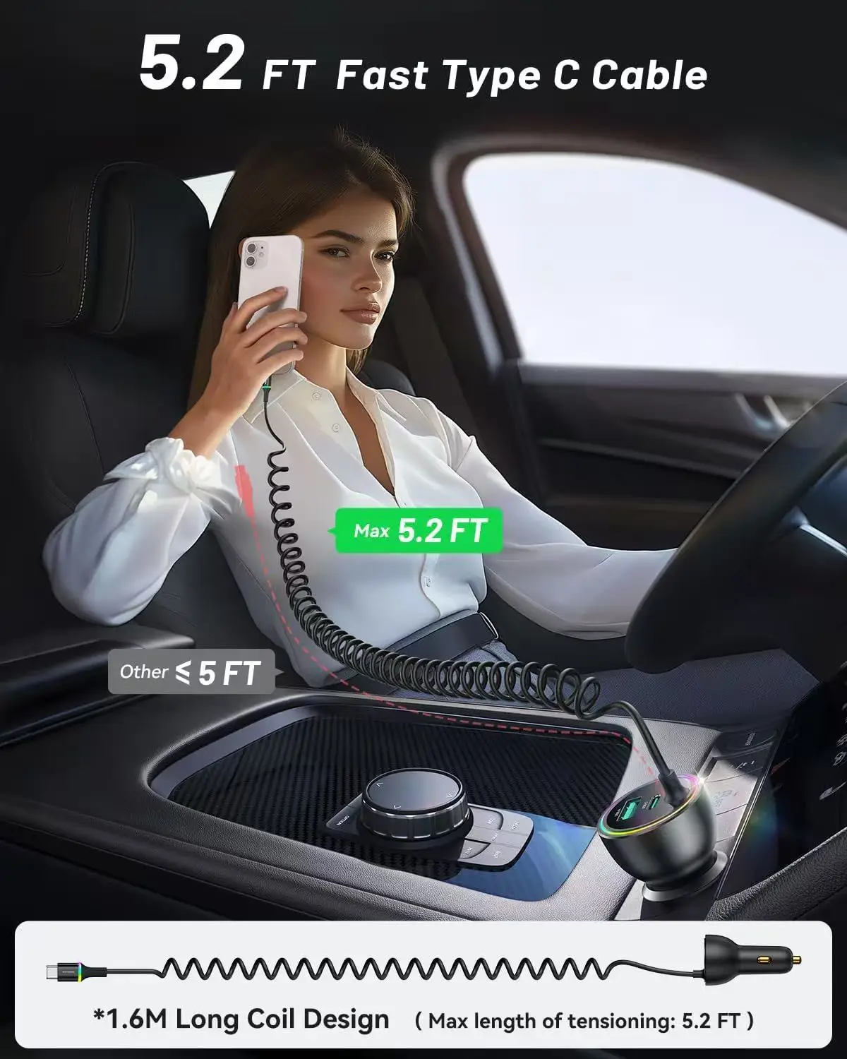 Three-in-One Car Charger with USB-C & Lightning Ports — feature 5