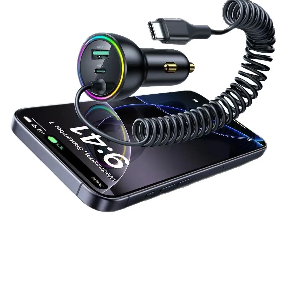 Three-in-One Car Charger with USB-C & Lightning Ports — feature 6