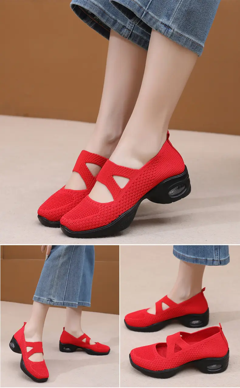 Breathable Flying Woven Noodle Dancing Shoes Women's Work Shoes Soft Sole Air Cushion Moms Shoes Old Beijing Cloth Shoes Women's Square Dancing Shoes — feature 15