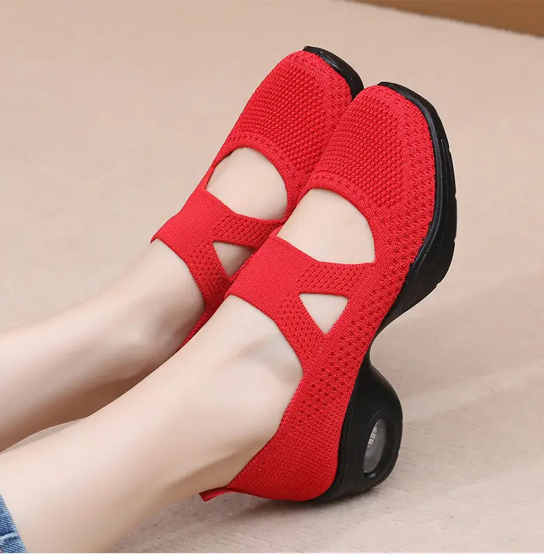 Breathable Flying Woven Noodle Dancing Shoes Women's Work Shoes Soft Sole Air Cushion Moms Shoes Old Beijing Cloth Shoes Women's Square Dancing Shoes — feature 17