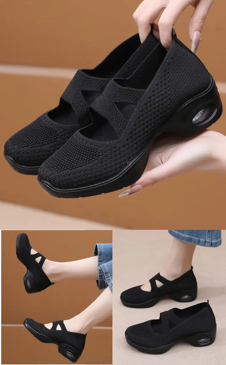 Breathable Flying Woven Noodle Dancing Shoes Women's Work Shoes Soft Sole Air Cushion Moms Shoes Old Beijing Cloth Shoes Women's Square Dancing Shoes — feature 19