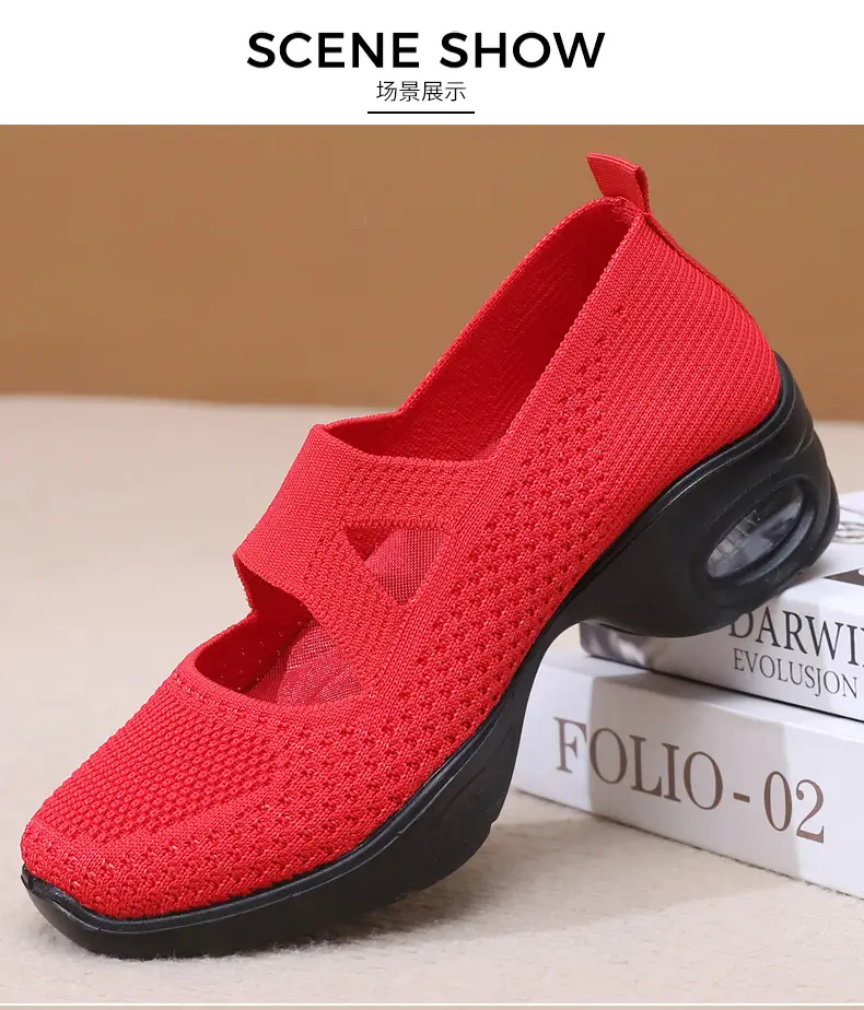 Breathable Flying Woven Noodle Dancing Shoes Women's Work Shoes Soft Sole Air Cushion Moms Shoes Old Beijing Cloth Shoes Women's Square Dancing Shoes — feature 23