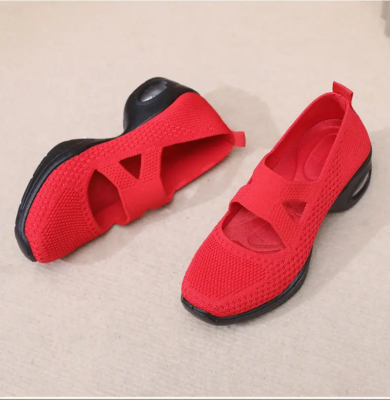 Breathable Flying Woven Noodle Dancing Shoes Women's Work Shoes Soft Sole Air Cushion Moms Shoes Old Beijing Cloth Shoes Women's Square Dancing Shoes — feature 26