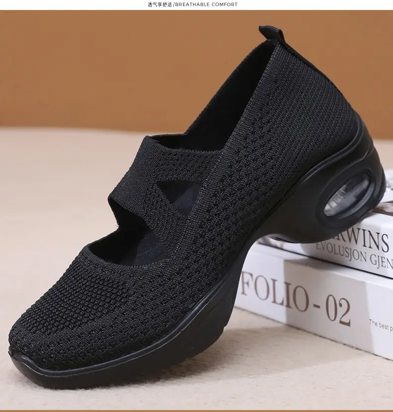 Breathable Flying Woven Noodle Dancing Shoes Women's Work Shoes Soft Sole Air Cushion Moms Shoes Old Beijing Cloth Shoes Women's Square Dancing Shoes — feature 28