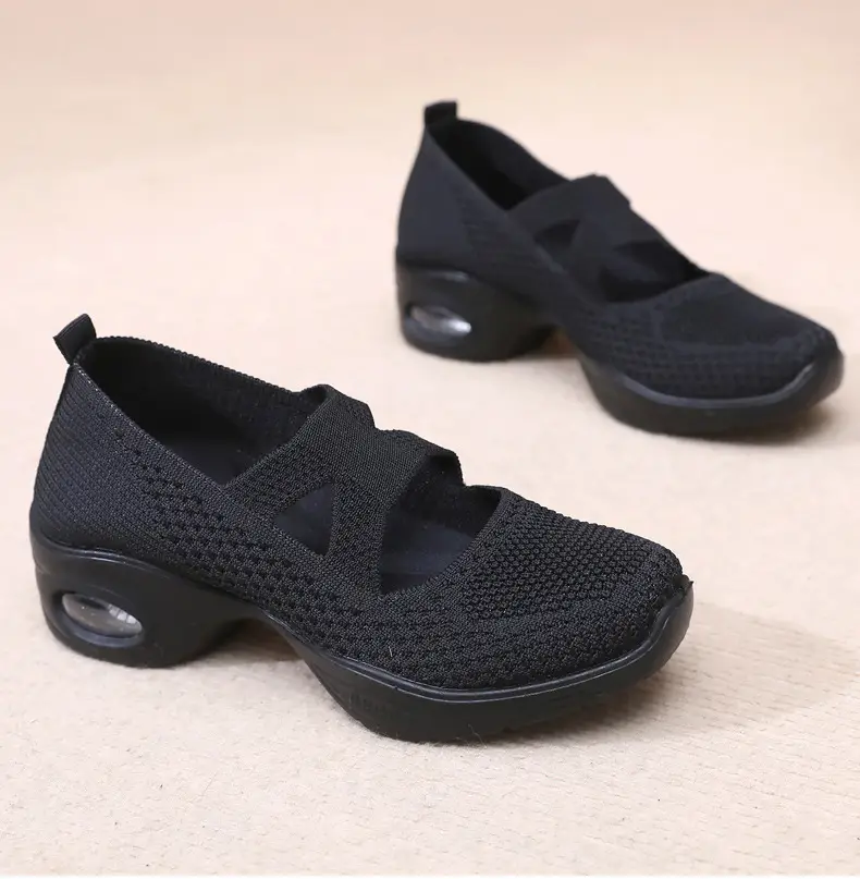 Breathable Flying Woven Noodle Dancing Shoes Women's Work Shoes Soft Sole Air Cushion Moms Shoes Old Beijing Cloth Shoes Women's Square Dancing Shoes — feature 30