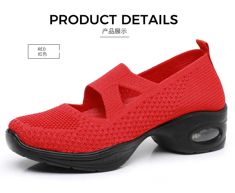 Breathable Flying Woven Noodle Dancing Shoes Women's Work Shoes Soft Sole Air Cushion Moms Shoes Old Beijing Cloth Shoes Women's Square Dancing Shoes — feature 33