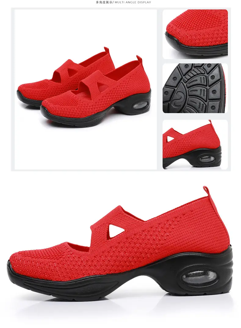 Breathable Flying Woven Noodle Dancing Shoes Women's Work Shoes Soft Sole Air Cushion Moms Shoes Old Beijing Cloth Shoes Women's Square Dancing Shoes — feature 34