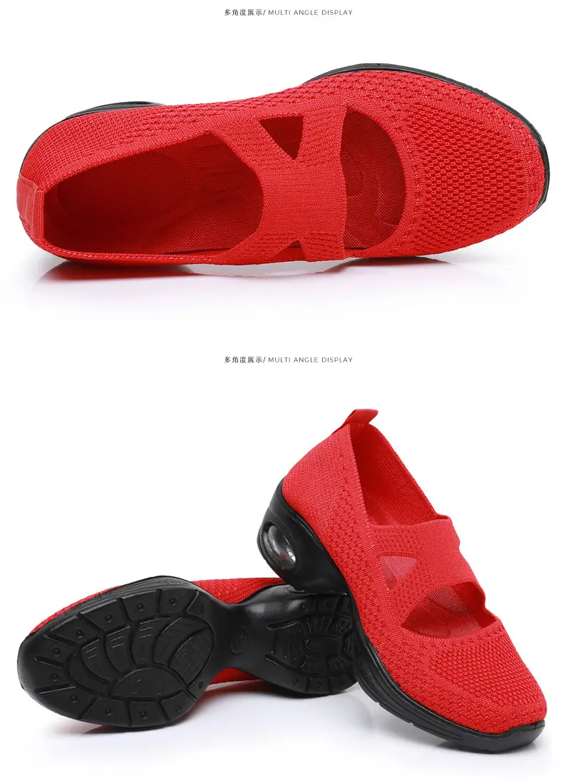 Breathable Flying Woven Noodle Dancing Shoes Women's Work Shoes Soft Sole Air Cushion Moms Shoes Old Beijing Cloth Shoes Women's Square Dancing Shoes — feature 35