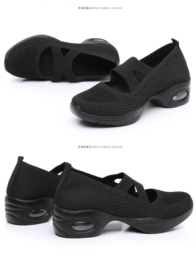 Breathable Flying Woven Noodle Dancing Shoes Women's Work Shoes Soft Sole Air Cushion Moms Shoes Old Beijing Cloth Shoes Women's Square Dancing Shoes — feature 38