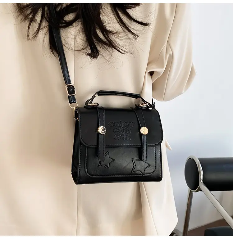 Women Textured Leather Shoulder Bag Brown British Style — feature 13