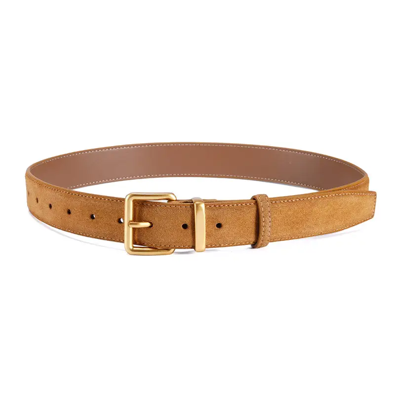 Women's Vintage Frosted Belt with Gold Buckle Maroon - Image 5