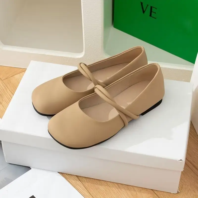 Mary Jane Shoes Women's 2025 Spring New Shallow Mouth Flat Late Evening Wind Fairy with Skirt Single-layer Shoes All-match Beans Shoes - Image 2