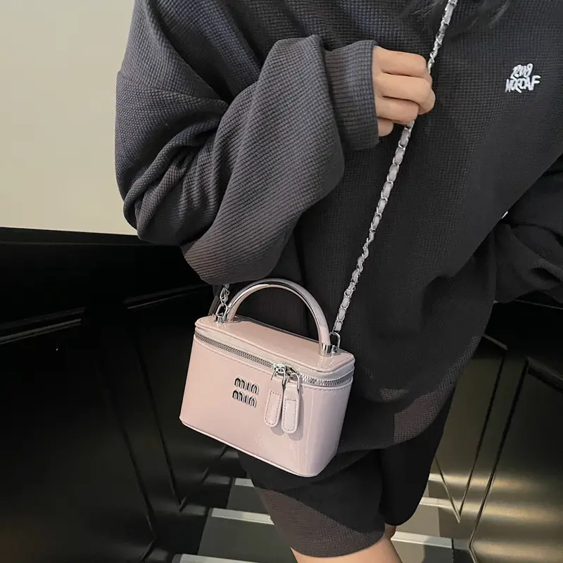 Women's Chain Strap Mini Crossbody Bag Cream - Image 10