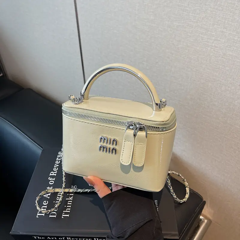 Women's Chain Strap Mini Crossbody Bag Cream - Image 5