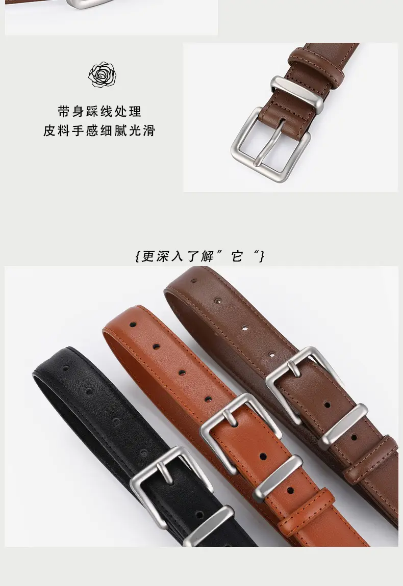 Women's Brown Cowhide Belt for Casual Wear — feature 7