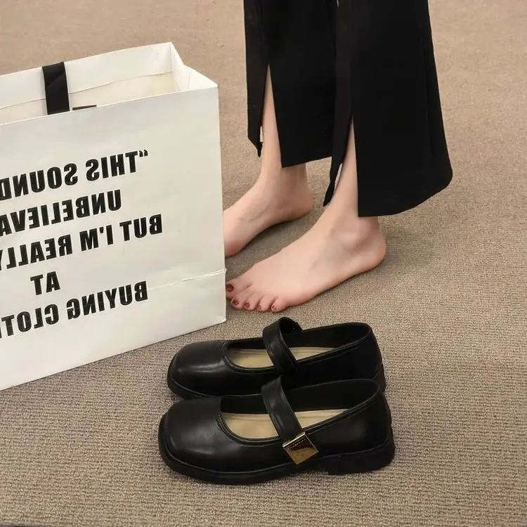 Women's Mary Jane Flat Shoes Brown Leather Spring Summer — feature 2
