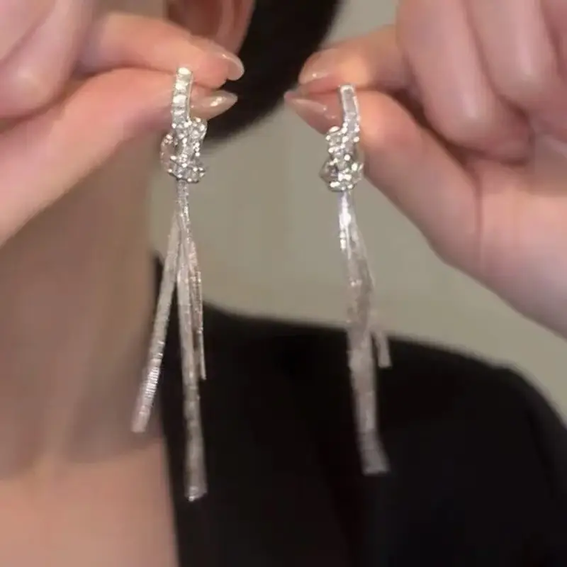 Silver Needle Tassel Earrings for Women Luxury Retro 2025 - Image 11