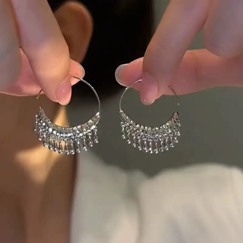 Silver Needle Tassel Earrings for Women Luxury Retro 2025 - Image 5