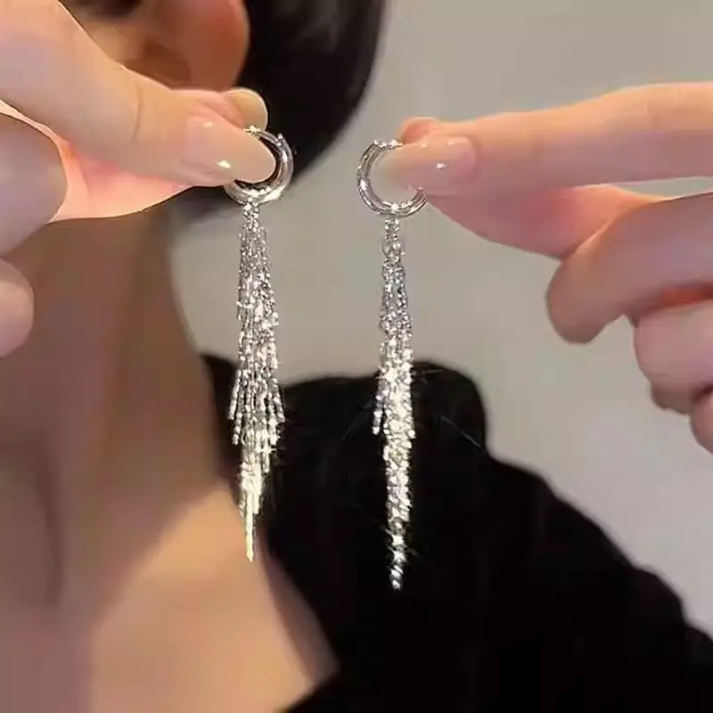 Silver Needle Tassel Earrings for Women Luxury Retro 2025 - Image 6