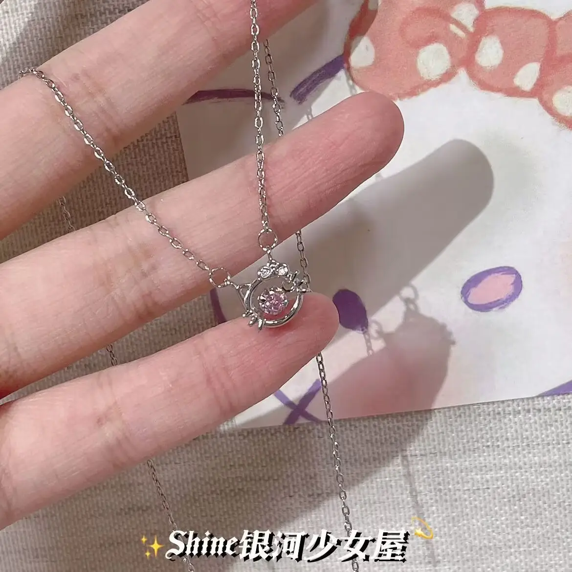 Pink Heart Butterfly Necklace for Women