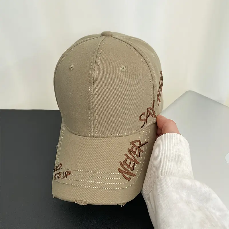 Side Letter Embroidered Washed Cap for Men Summer - Image 3