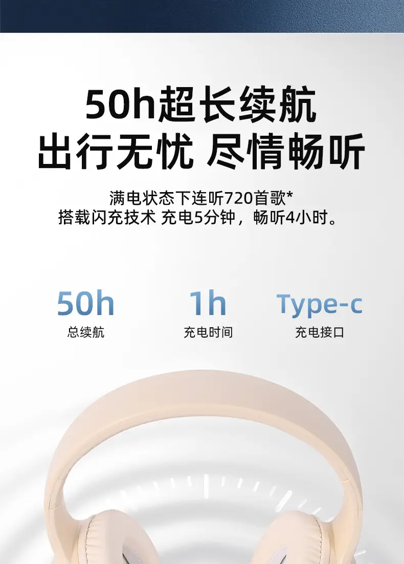 Wireless Bluetooth Headset Cream Foldable Game Sports β feature 11
