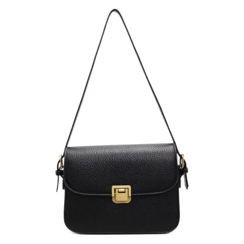 Women's Brown Leather Crossbody Bag with Gold Clasp - Image 9