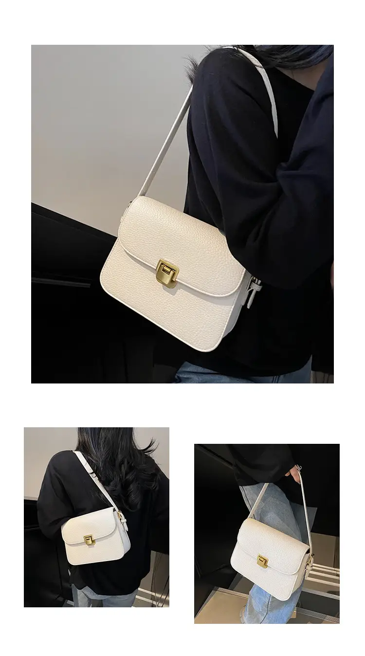 Women's Brown Leather Crossbody Bag with Gold Clasp — feature 11