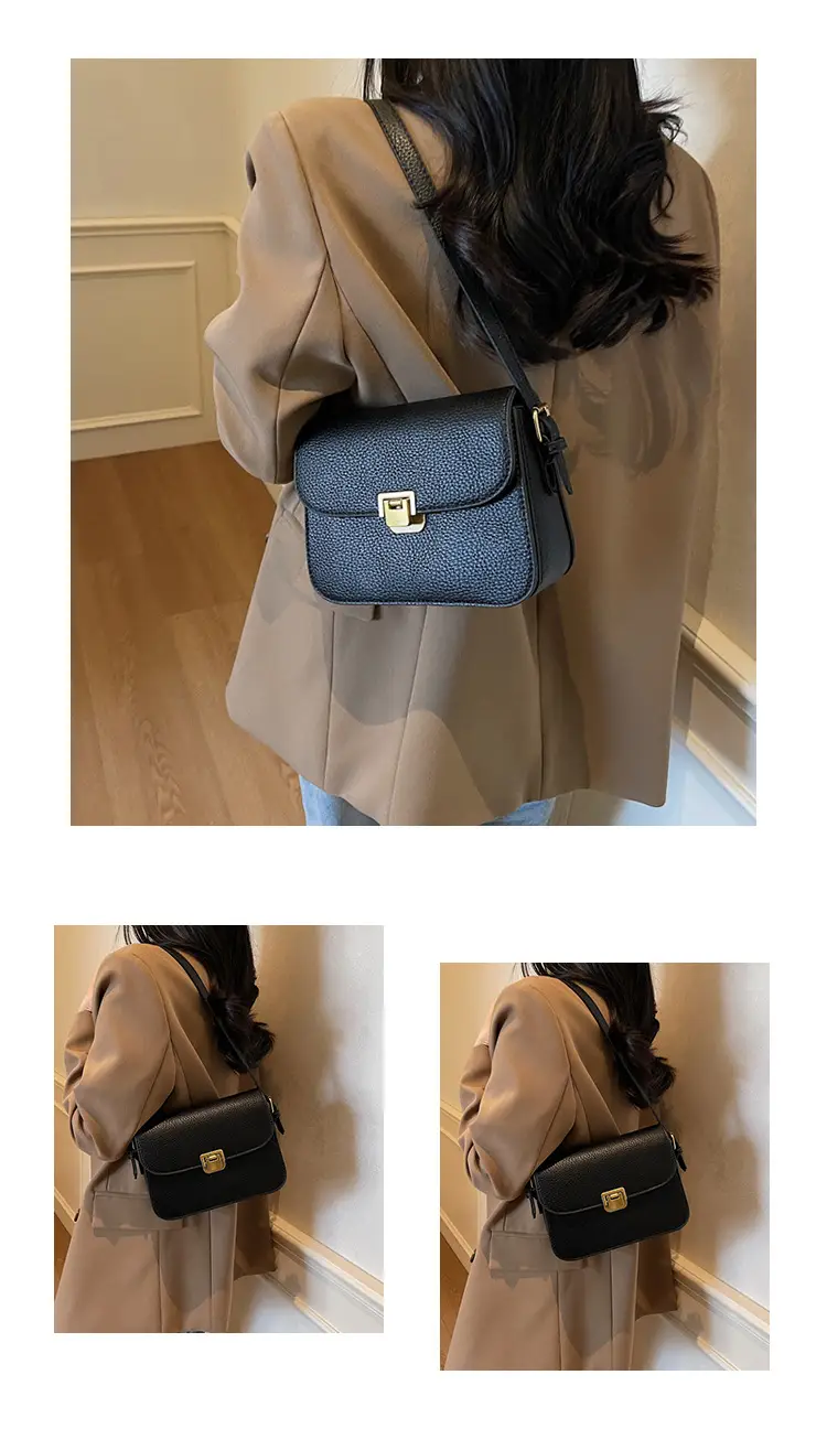 Women's Brown Leather Crossbody Bag with Gold Clasp — feature 12