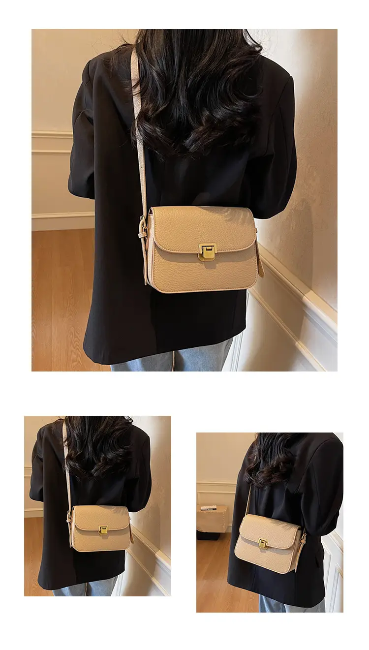 Women's Brown Leather Crossbody Bag with Gold Clasp — feature 13