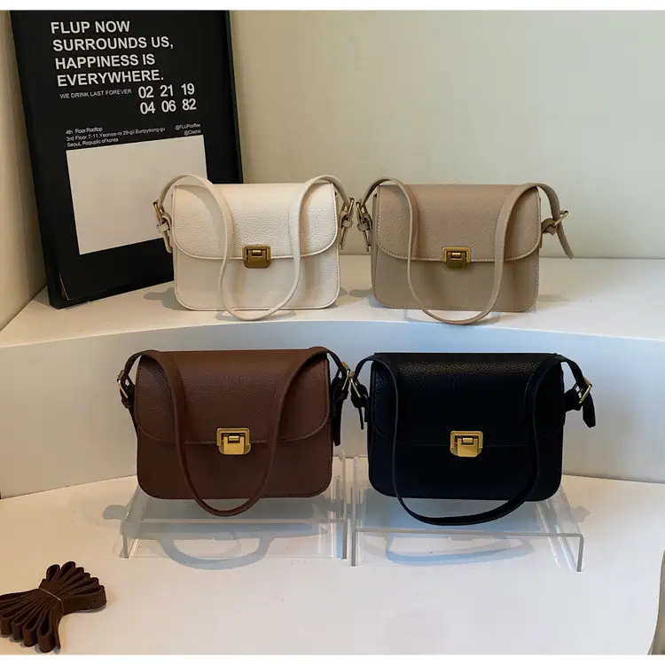 Women's Brown Leather Crossbody Bag with Gold Clasp — feature 15