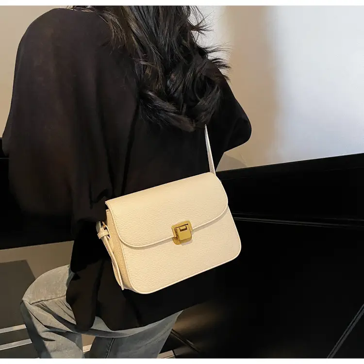 Women's Brown Leather Crossbody Bag with Gold Clasp — feature 16
