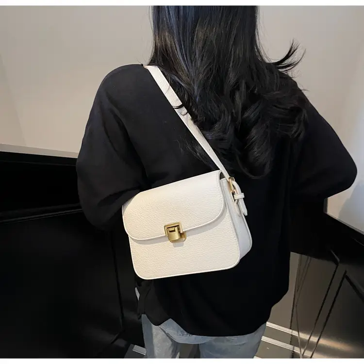 Women's Brown Leather Crossbody Bag with Gold Clasp — feature 17