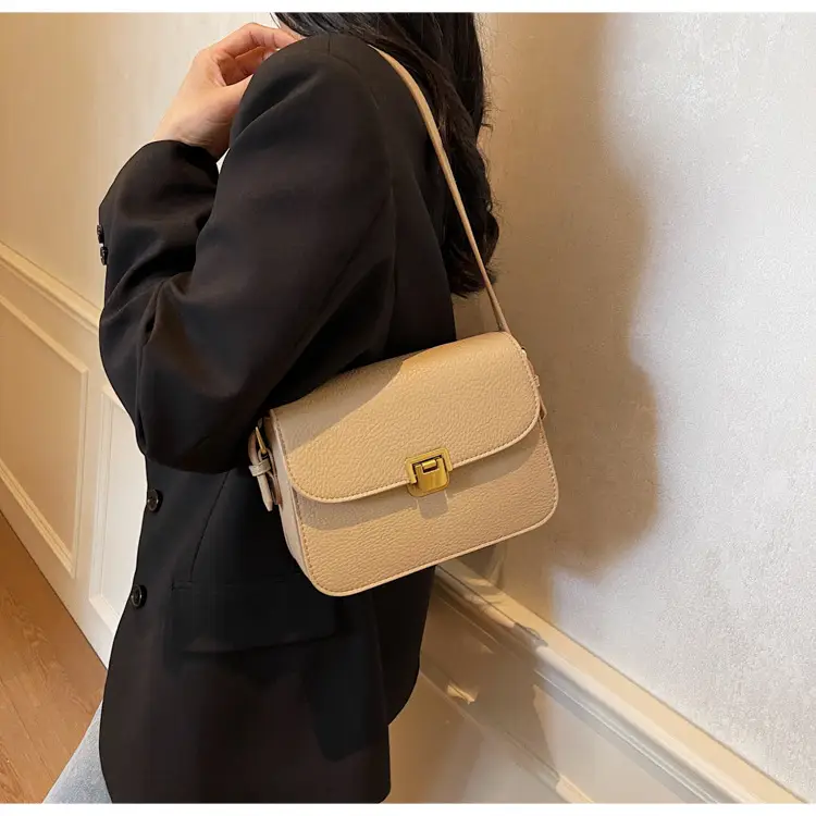 Women's Brown Leather Crossbody Bag with Gold Clasp — feature 21
