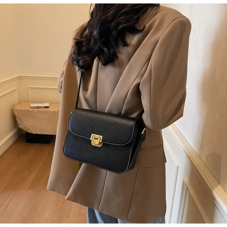 Women's Brown Leather Crossbody Bag with Gold Clasp — feature 22
