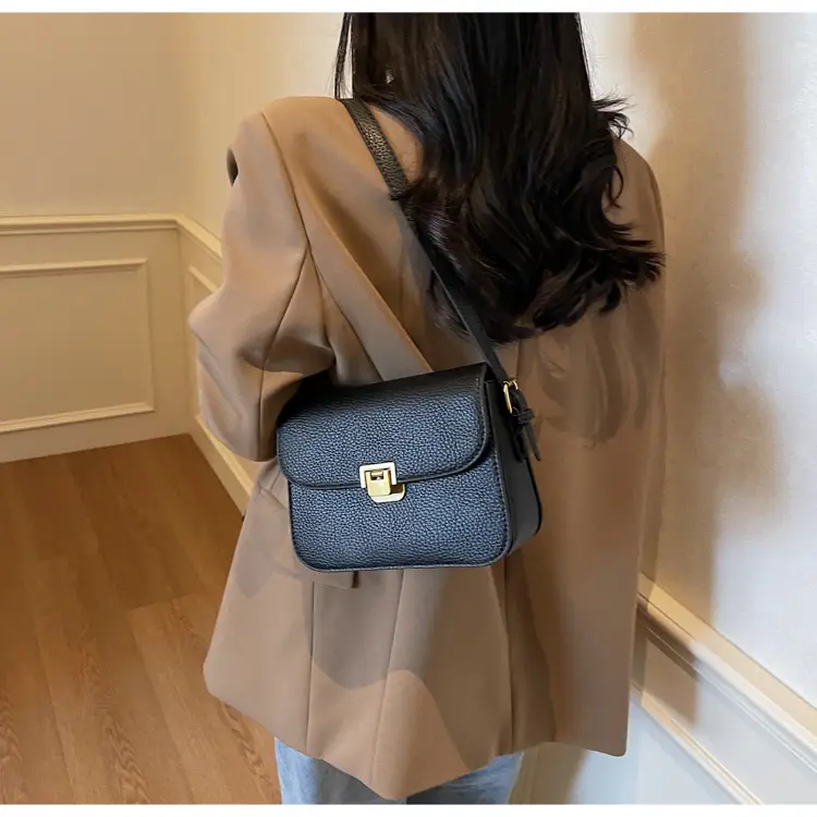 Women's Brown Leather Crossbody Bag with Gold Clasp — feature 23