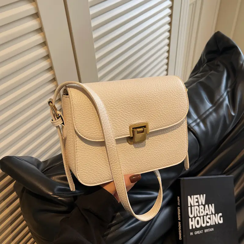Women's Brown Leather Crossbody Bag with Gold Clasp - Image 2