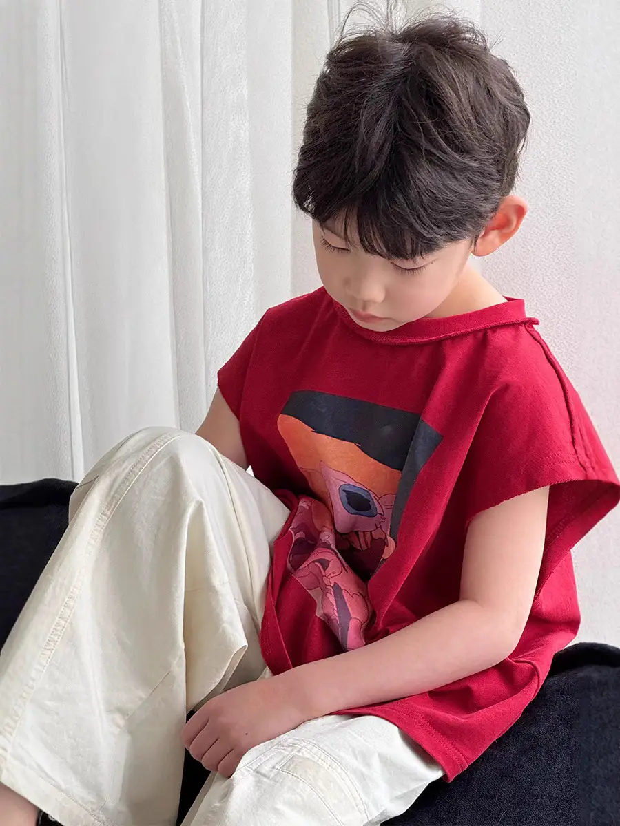 Boys Red Graphic T-Shirt Short Sleeve Casual 2025 - Image 3