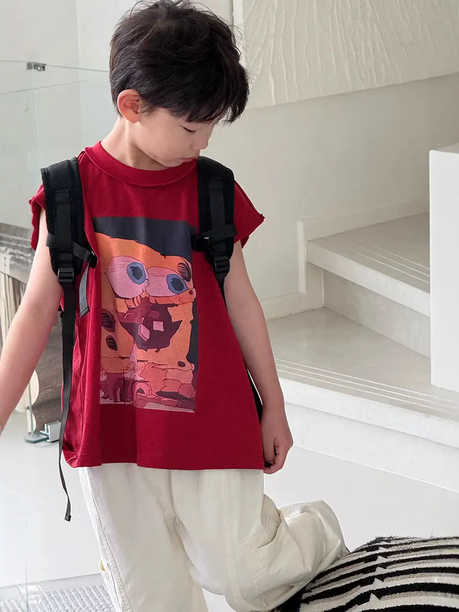 Boys Red Graphic T-Shirt Short Sleeve Casual 2025 - Image 4