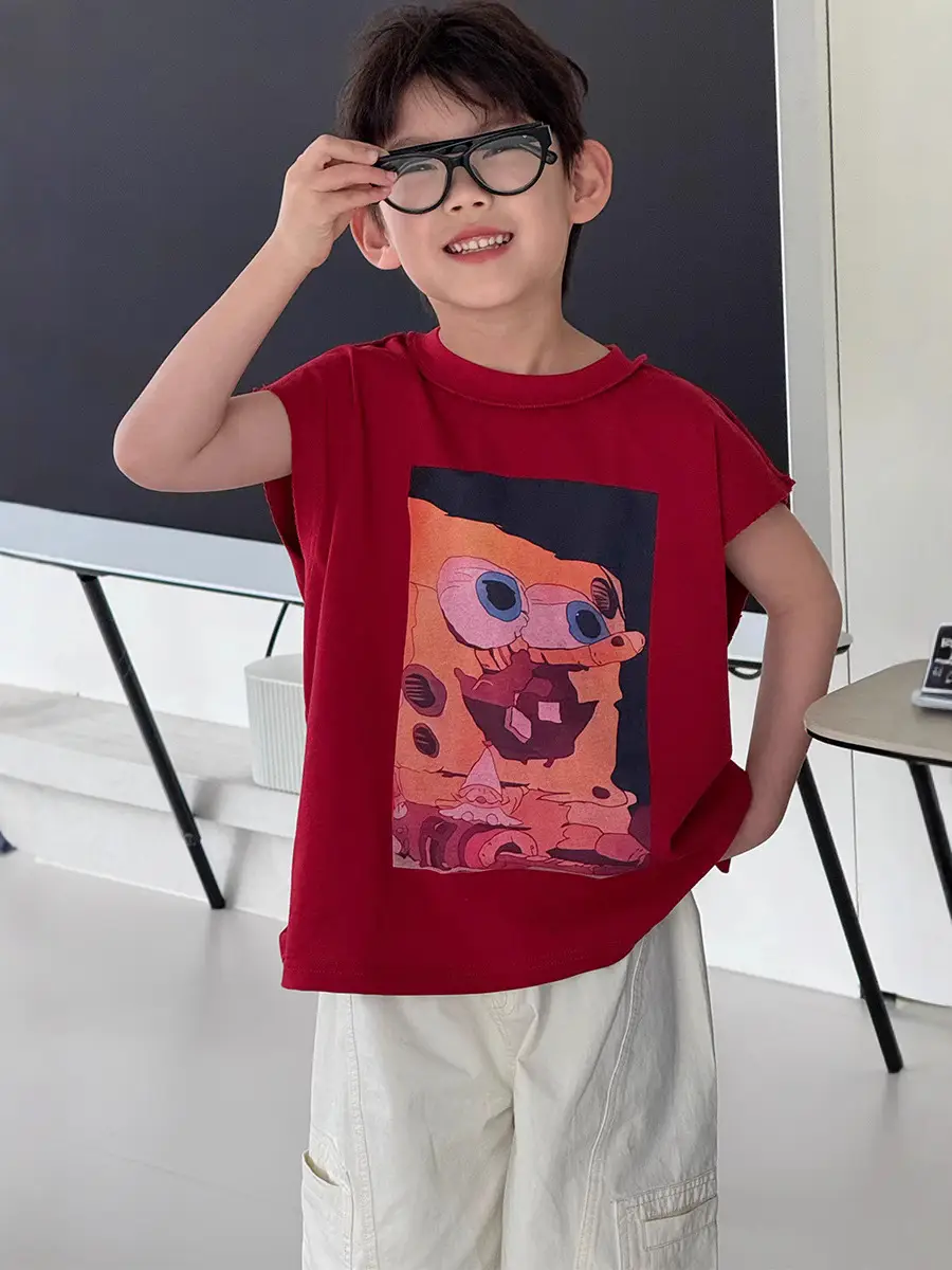 Boys Red Graphic T-Shirt Short Sleeve Casual 2025 - Image 5