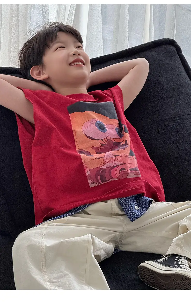 Boys Red Graphic T-Shirt Short Sleeve Casual 2025 — feature 13