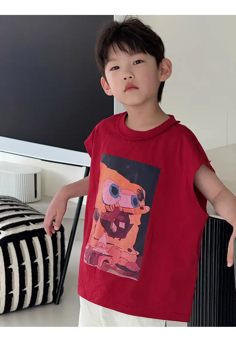Boys Red Graphic T-Shirt Short Sleeve Casual 2025 — feature 15
