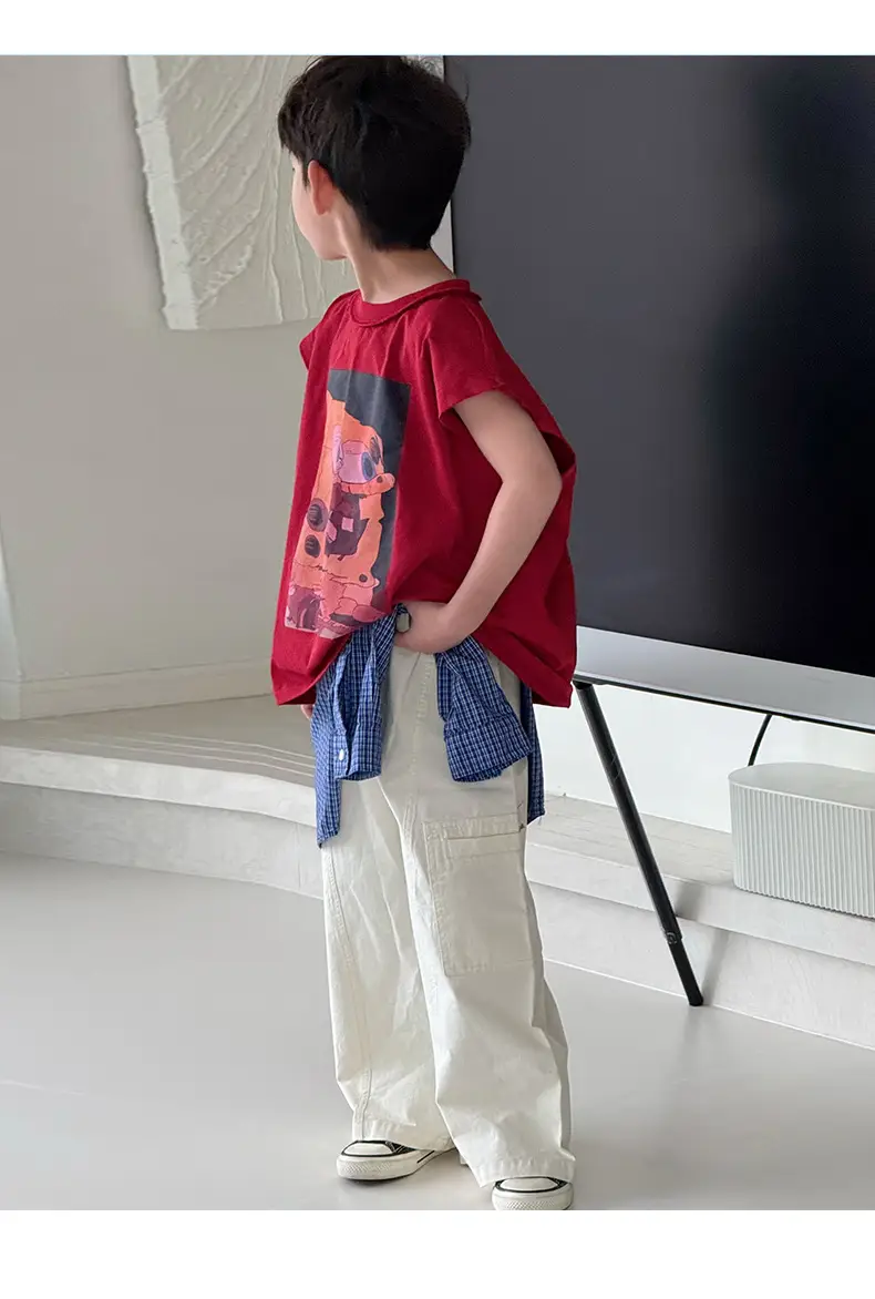 Boys Red Graphic T-Shirt Short Sleeve Casual 2025 — feature 16