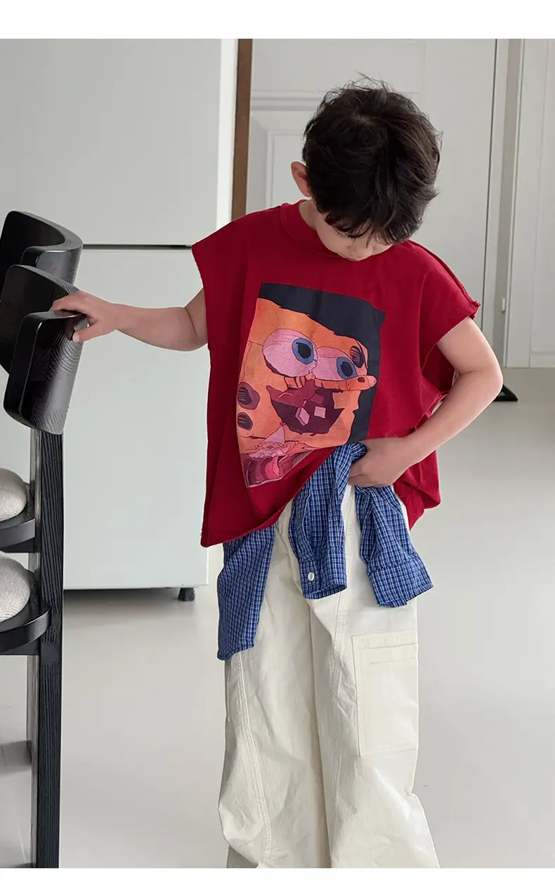 Boys Red Graphic T-Shirt Short Sleeve Casual 2025 — feature 18