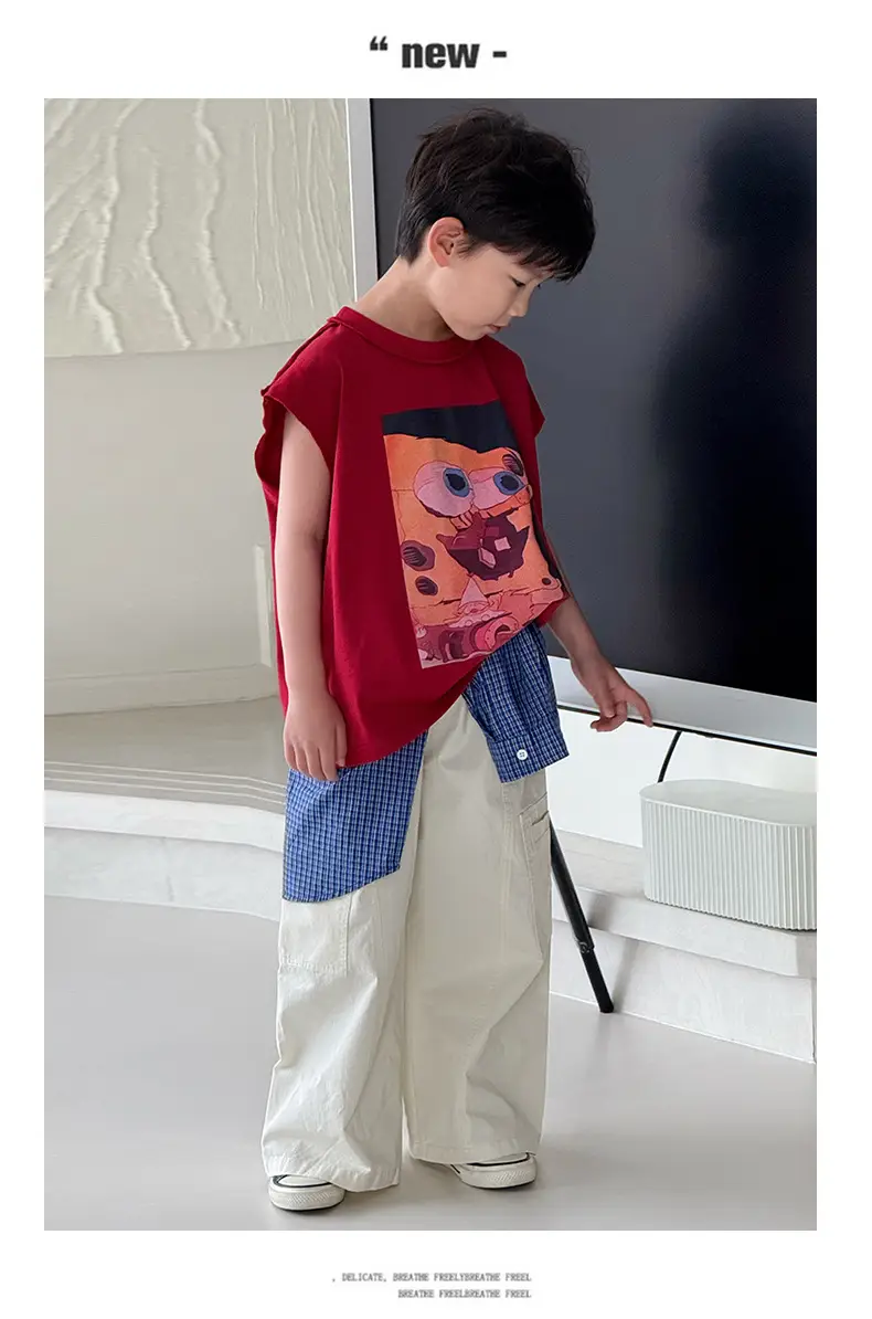 Boys Red Graphic T-Shirt Short Sleeve Casual 2025 — feature 19