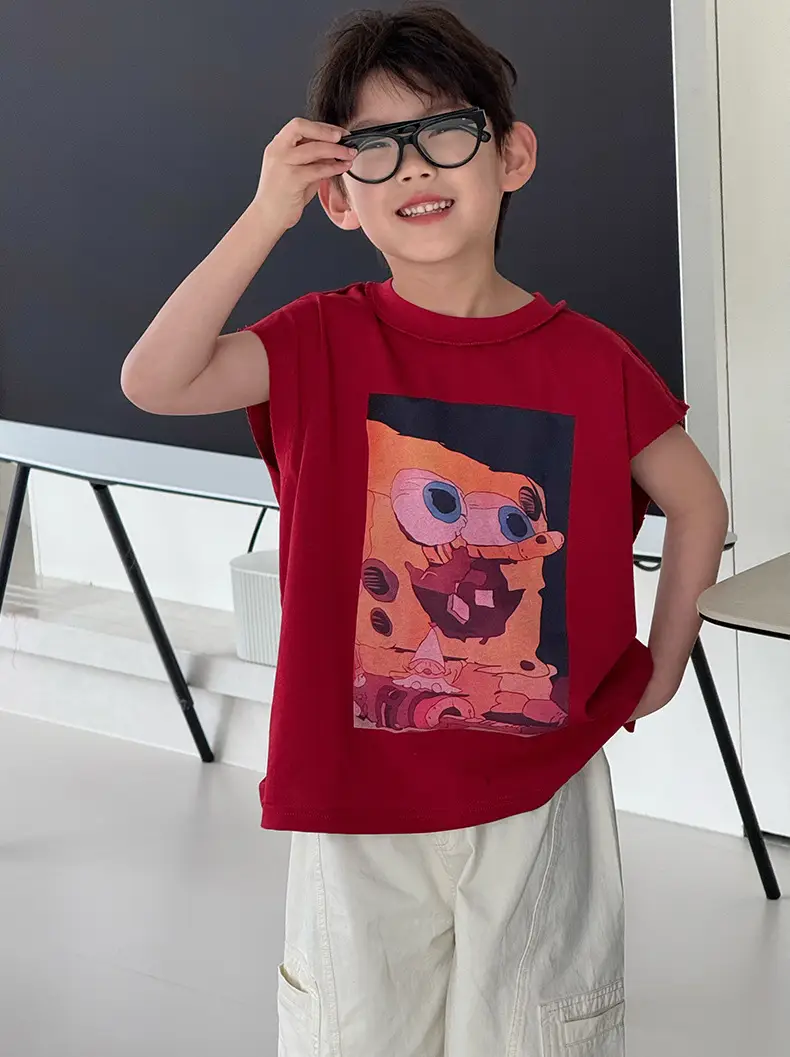 Boys Red Graphic T-Shirt Short Sleeve Casual 2025 — feature 24