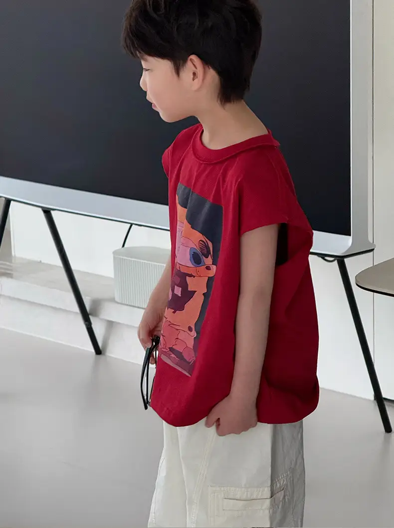 Boys Red Graphic T-Shirt Short Sleeve Casual 2025 — feature 25