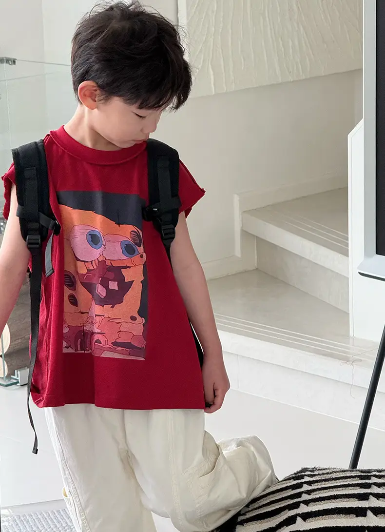 Boys Red Graphic T-Shirt Short Sleeve Casual 2025 — feature 26