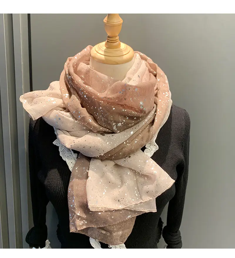 Export Gold Embellished Silk Scarf for Women — feature 3